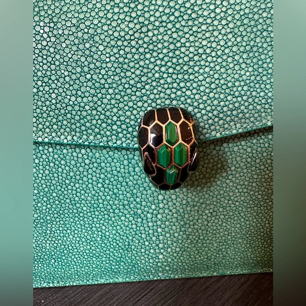 Rare Emerald Green Galutcha Stingray Serpenti Forever BVLGARI Bulgari Bag